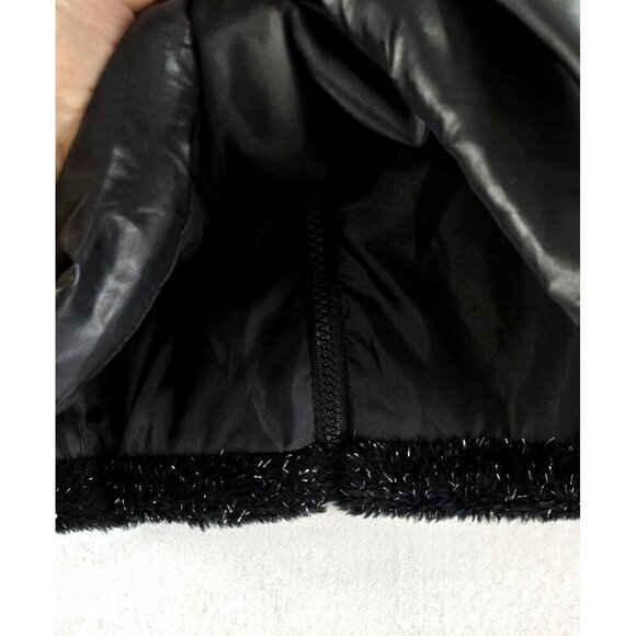 Girls Faded Glory Vest Large Faux Black Fuzzy Fur Silver Threads Puffer Back Qui - Picture 13 of 13